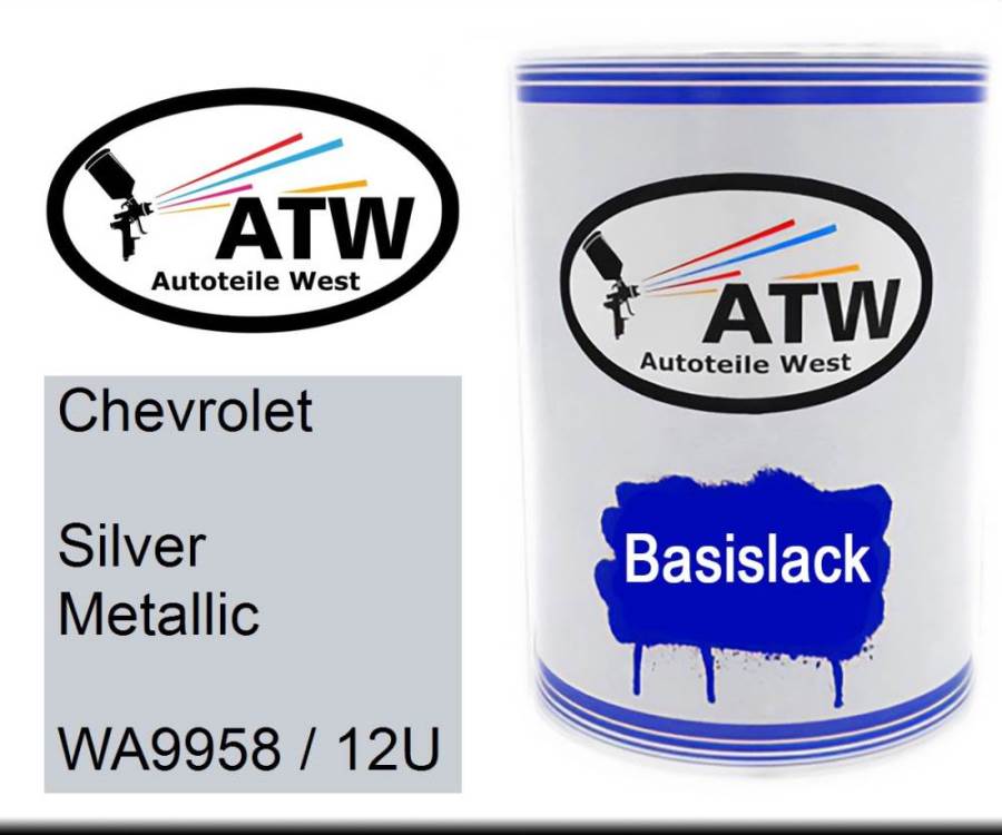 Chevrolet, Silver Metallic, WA9958 / 12U: 500ml Lackdose, von ATW Autoteile West.